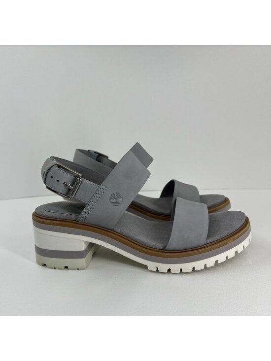 Timberland Shoes - Timberland Violet Marsh 2-Band Sandals Womens 8.5 Nubuck Leather Block Heel Gray